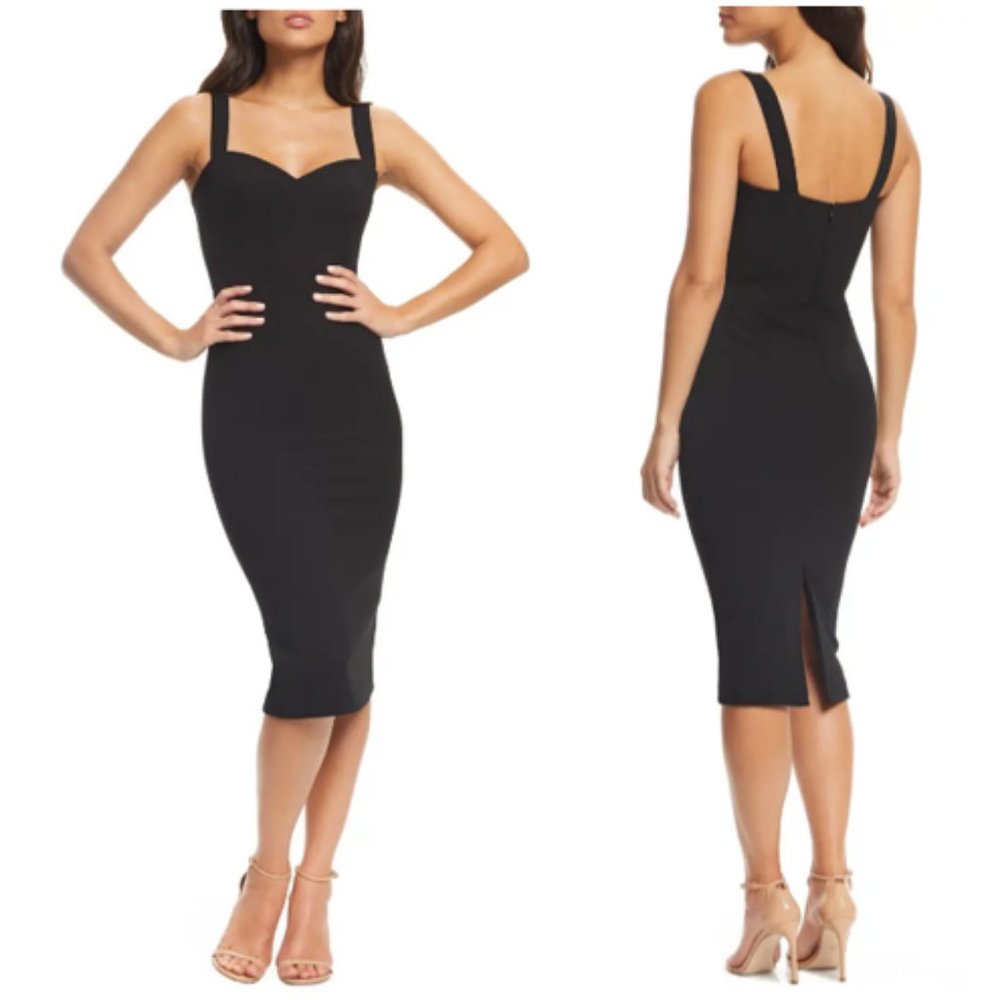 Dress the Population Black Nicole Sweetheart Neck Cocktail Dress Size S